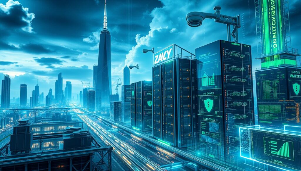 Investments in cybersecurity: a high-tech cityscape with looming skyscrapers, secure data centers, and a futuristic surveillance network. Sleek digital interfaces, intricate algorithms, and innovative cybersecurity solutions fill the frame. Vibrant hues of blue and green convey the cutting-edge, technological atmosphere, while subtle metallic accents suggest the robust, industrial nature of the infrastructure. Dramatic lighting casts dynamic shadows, highlighting the complexity and importance of safeguarding digital assets. An air of determination and vigilance permeates the scene, reflecting the critical need for comprehensive, forward-thinking cybersecurity strategies. Investments in cybersecurity: a high-tech cityscape with looming skyscrapers, secure data centers, and a futuristic surveillance network. Sleek digital interfaces, intricate algorithms, and innovative cybersecurity solutions fill the frame. Vibrant hues of blue and green convey the cutting-edge, technological atmosphere, while subtle metallic accents suggest the robust, industrial nature of the infrastructure. Dramatic lighting casts dynamic shadows, highlighting the complexity and importance of safeguarding digital assets. An air of determination and vigilance permeates the scene, reflecting the critical need for comprehensive, forward-thinking cybersecurity strategies.